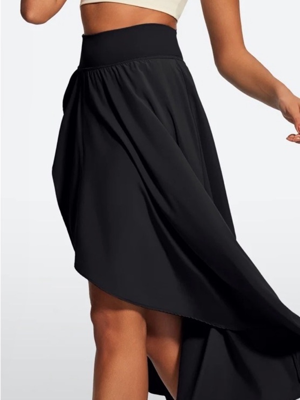 IUGA High Waist Flowy Skirts With Shorts Sz Lg Black
